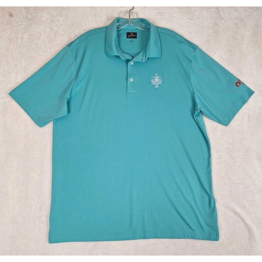 Tourney Mens XL Polo Shirt Green Blue Collared Short Sleeve Casual Detroit Golf